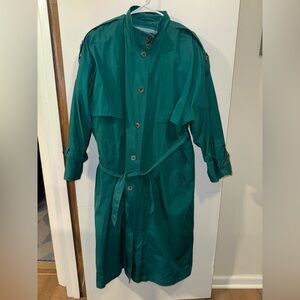 Women’s Green Trench Coat Long Jacket Cambridge Brand Size 10